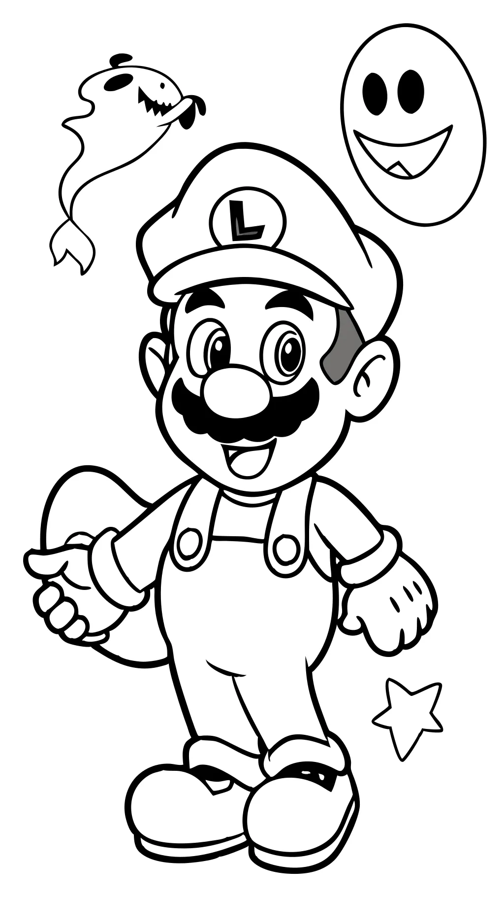 Página para colorear de la mansión de Luigi